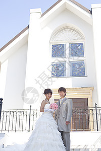 在教堂的婚礼纪念照片图片