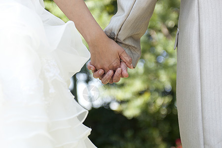 握手的新娘和新郎特写图片