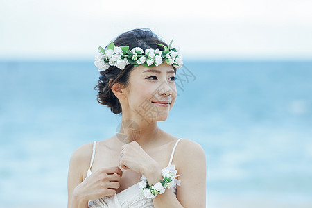 海边婚纱海边新娘肖像背景