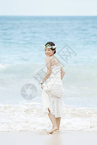 海边的新娘肖像图片