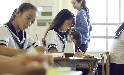 课堂上做题的初中学生形象图片