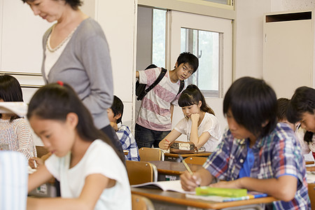 课堂上迟到的学生图片