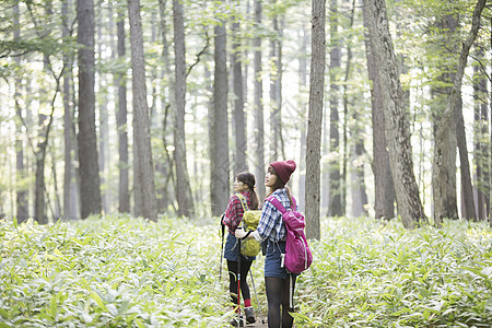 日照阳光生机勃勃女人徒步旅行图片