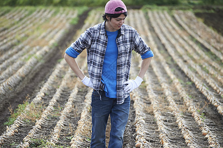 青年人体验农业种植叉腰图片