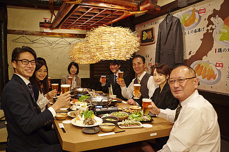 聚会愉快日本人公司宴会年终派对形象图片素材