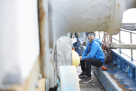 中日工业预防感冒渔夫的肖像图片