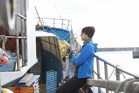 商业工作海港渔夫的肖像图片