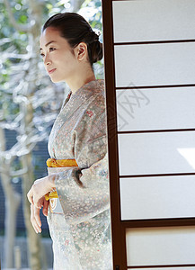 女生日本风格亚洲人享受茶道的妇女背景图片
