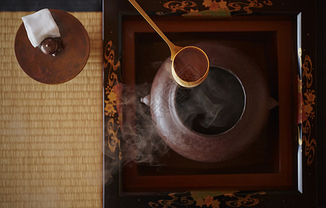 凉亭茶碗舀茶道画像图片