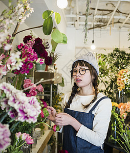 室内花束欣赏花店的女职工图片