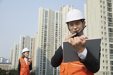 现代建筑建筑物韩国工人商人女商人施工现场songdoyeonsugu仁川图片