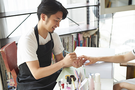 男性美甲师服务顾客图片