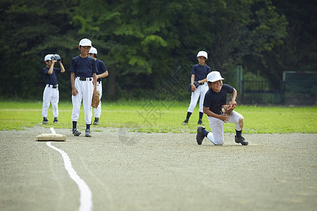 日本留白防御少年棒球练习比赛防守图片
