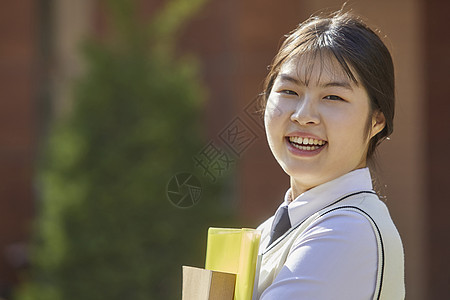 学校青少年韩国人高中生学习书本图片