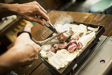 芳香的甜蜜轻便电炉韩国料理烤肉图片
