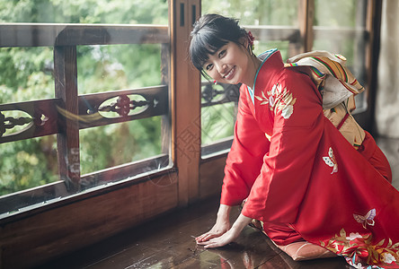 旧祝贺青春和服女人问候高清图片下载 正版图片 摄图网