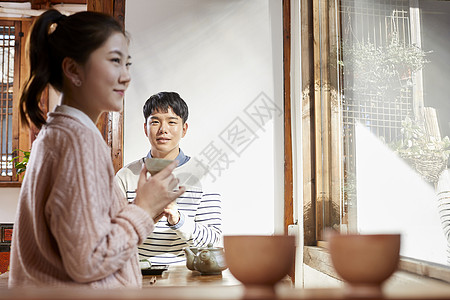 茶馆情侣生活大部分咖啡馆情人情侣约会茶室背景