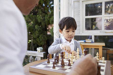 祖父孙子下国际象棋图片