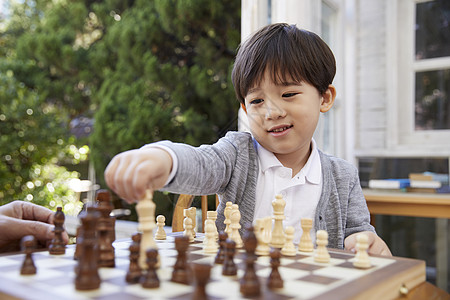 孙子跟爷爷下国际象棋图片