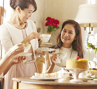 茶会优雅女人享受下午茶背景