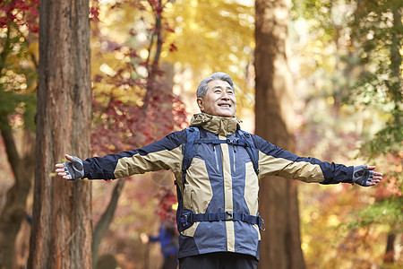 户外登山探险的中年男子图片