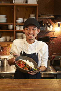 蔬菜咖喱青年工作台面咖喱员工餐厅背景图片
