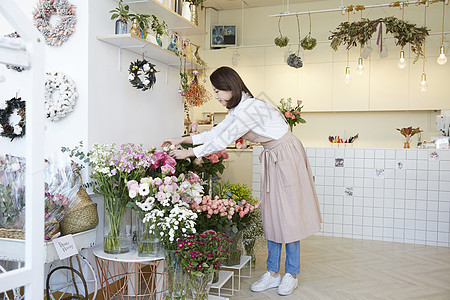 支架花瓶秘书花店年轻女子韩国人图片