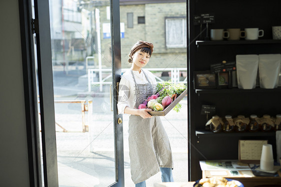 企业家餐厅商店经理在咖啡馆工作的妇女食品业务图片