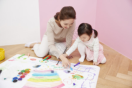幸福微笑评价绘画妈妈女儿韩国人图片
