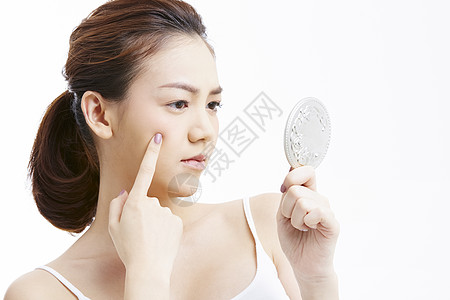 韩国皮肤管理20多岁烦恼留白亚洲女美容系列背景