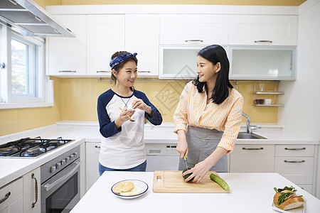 皱褶半身像朋友室友合租屋年轻女子韩国人背景图片