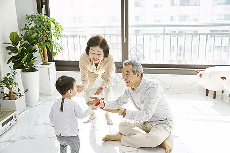 爷爷奶奶在家里带孩子图片