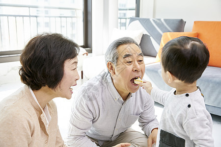 爷爷奶奶带孙子一起玩耍图片