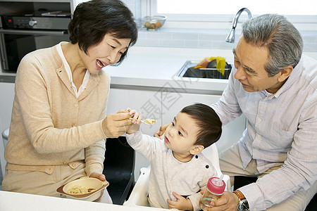 爷爷奶奶给孙子喂辅食图片