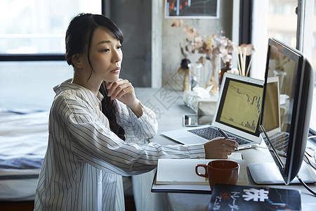 处理上司个人电脑女商人图片