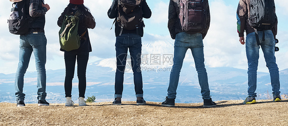 女士预期文稿空间富士山观看外国人图片