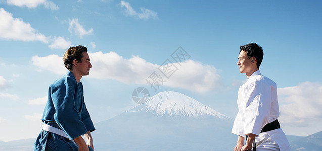 户外生活复制空间武术形象富士山柔道外国人图片