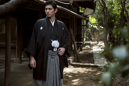 男日式快乐日本礼服婚礼新郎图片素材