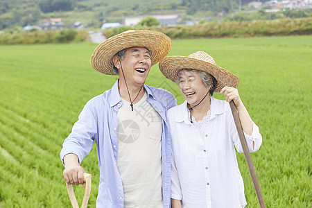 老年夫妻一起种植农作物图片