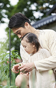 一家人户外采摘蔬菜图片