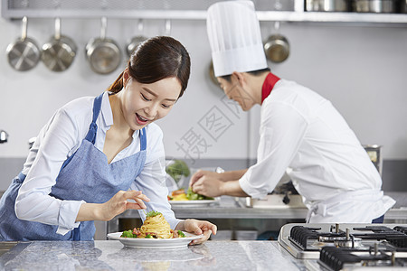 配给平底锅蜷缩烹饪课厨师韩语图片