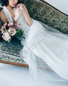 花卉清爽长沙发新娘婚礼婚纱图片