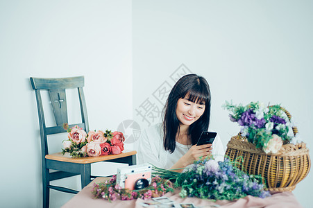 花卉美生机勃勃花生活女肖像图片