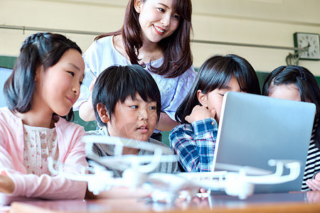 小学生在老师的指导下学习电脑使用知识图片