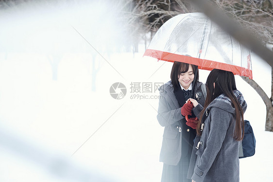 雪地里的女高中生图片