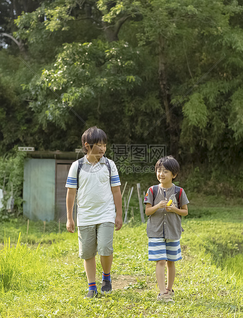 小学生在上学的路上溜达图片