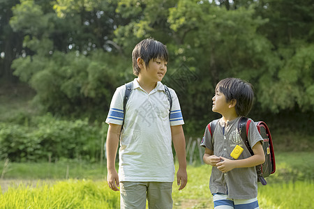 小学生的学校之路溜达踏青图片