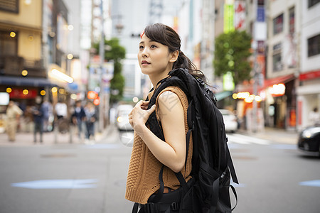 观光旅游的背包客女生图片