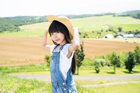 小学生刷新旅行者北海道景观和女孩图片