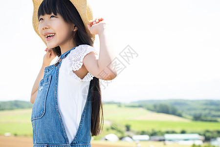 空白部分小孩较年轻北海道景观和女孩图片